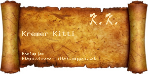 Kremer Kitti névjegykártya